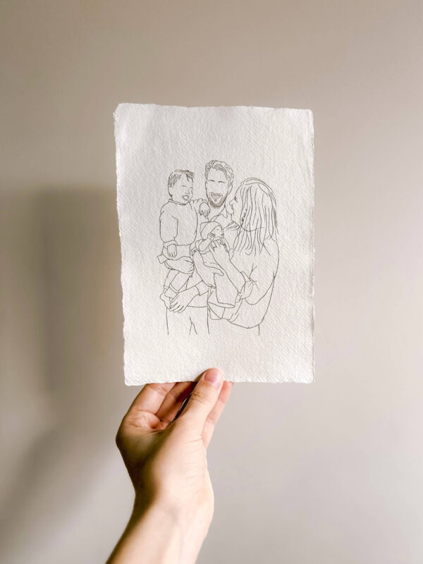 Lijntekening persoonlijk portret op handgeschept papier - Afbeelding 6