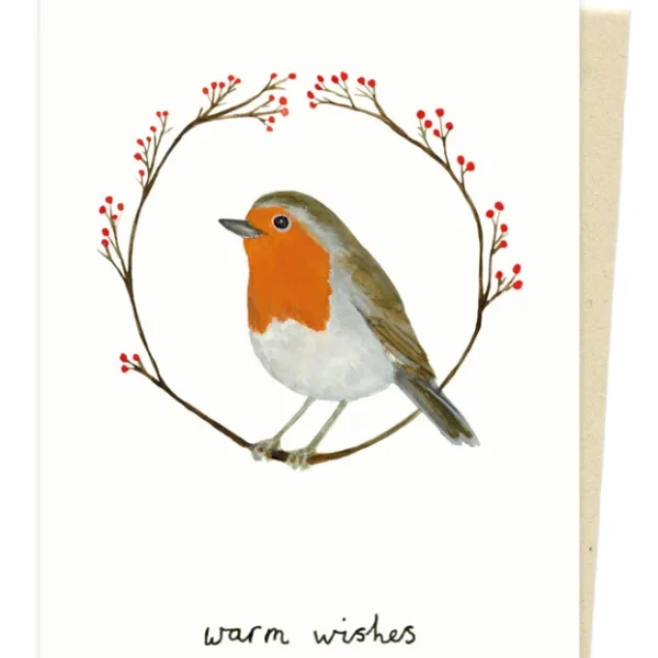 kerstkaart-roodborstje-stokwolf-illustratie-warm-wishes